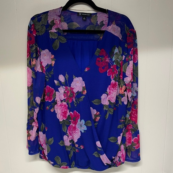 I.N.C International Concepts Womens Surplice Floral Pullover Blouse, - Picture 1 of 12